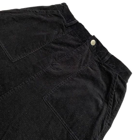 Jet Black High-Waisted Corduroy A-line Skirt - Picture 3 of 4